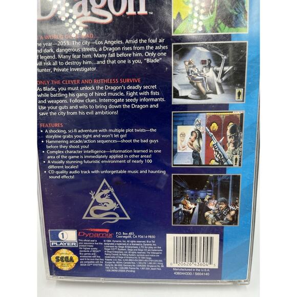 Rise of the Dragon (Sega CD, 1994) Complete in Case - Picture 3 of 7